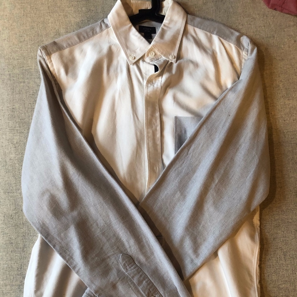 J. Crew Oxford shirt (slim fitting) in White/Grey
